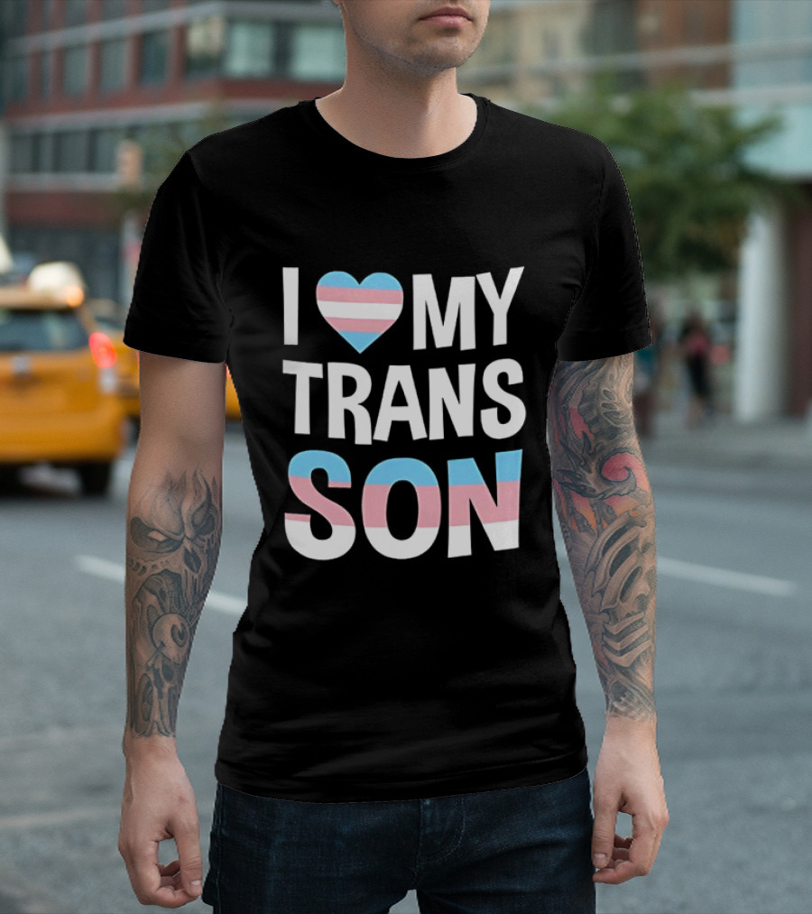 I Love My Trans Son Heart Transgender Pride T-Shirt