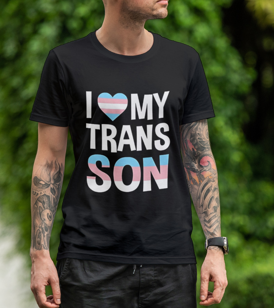 I Love My Trans Son Heart Transgender Pride T-Shirt