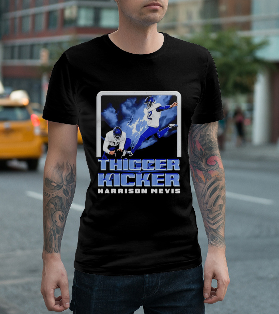 Harrison Mevis Thiccer Kicker Lightning Football Action T-Shirt