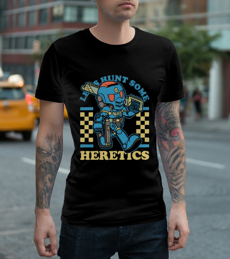 Let's Hunt Some Heretics Marine Blue Armor T-Shirt