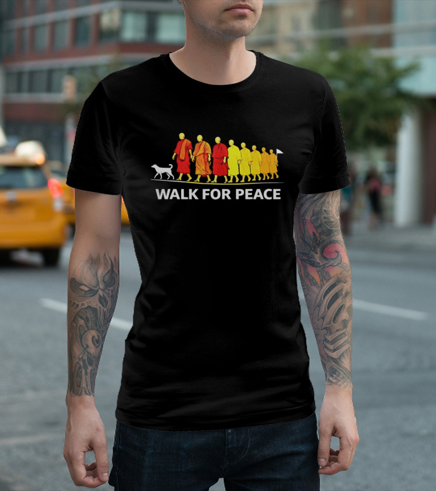 Walk For Peace Of Dog And Monks Pilgrimage Iconic Procession T-Shirt