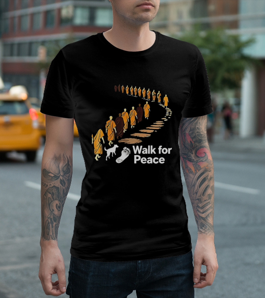 Monks And Dog Walk For Peace Pathway T-Shirt