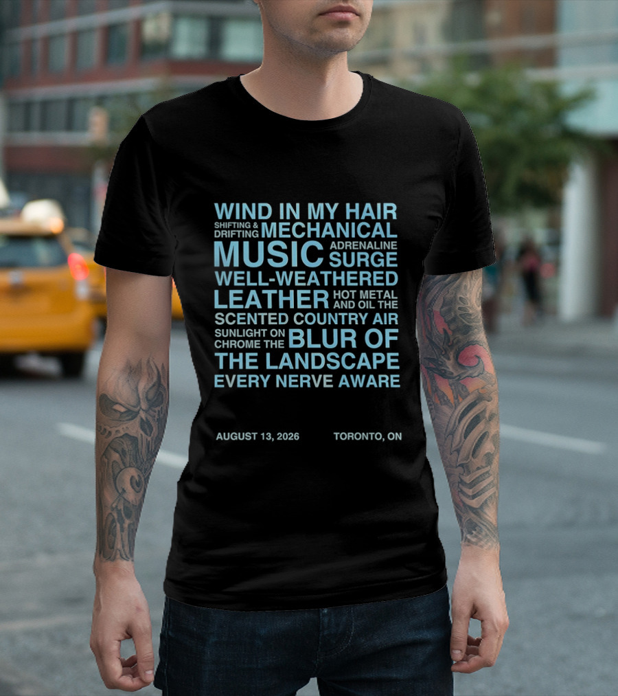 Wind In My Hair Mechanical Music Adrenaline Surge Toronto August 2026 T-Shirt