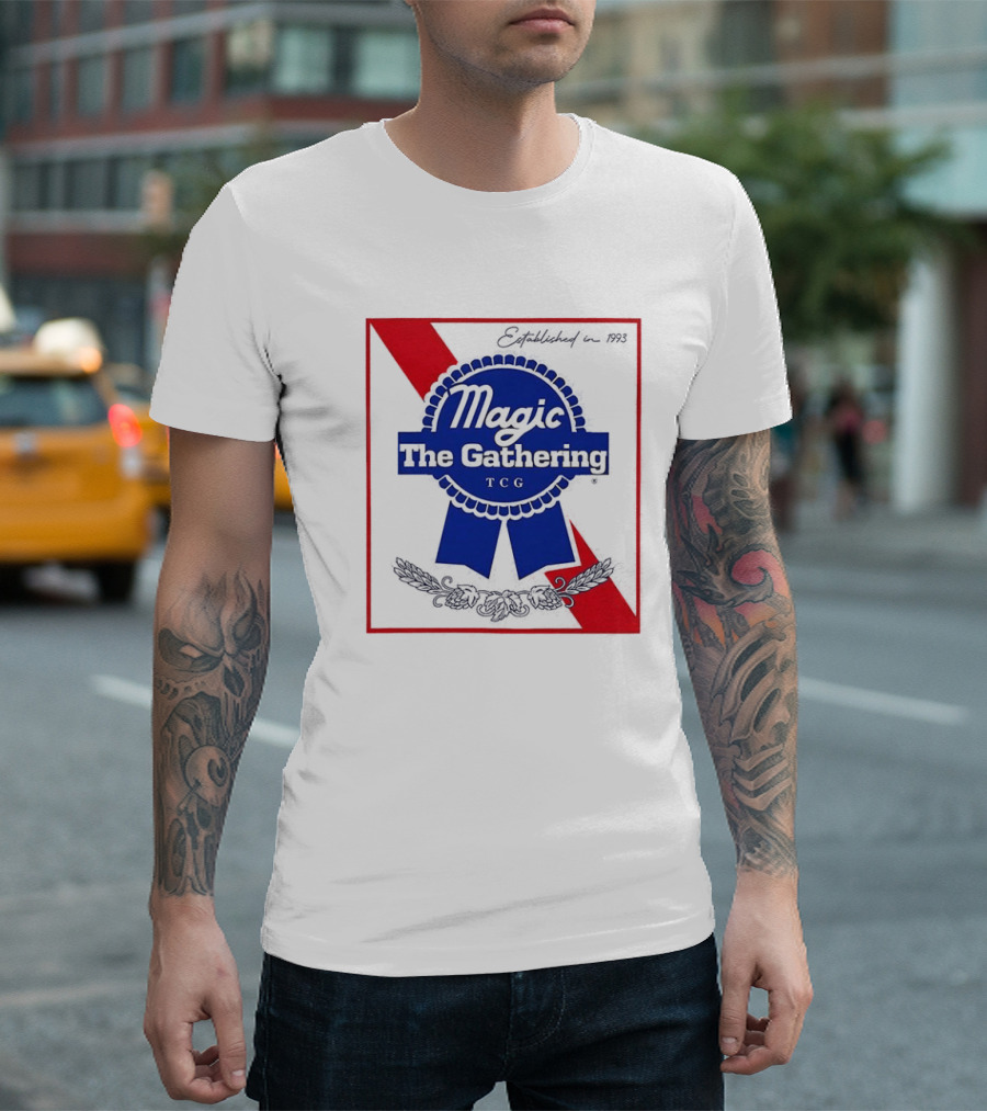 Magic The Gathering Pabst Established 1993 Vintage Style Ribbon T-Shirt