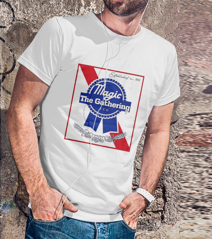 Magic The Gathering Pabst Established 1993 Vintage Style Ribbon T-Shirt