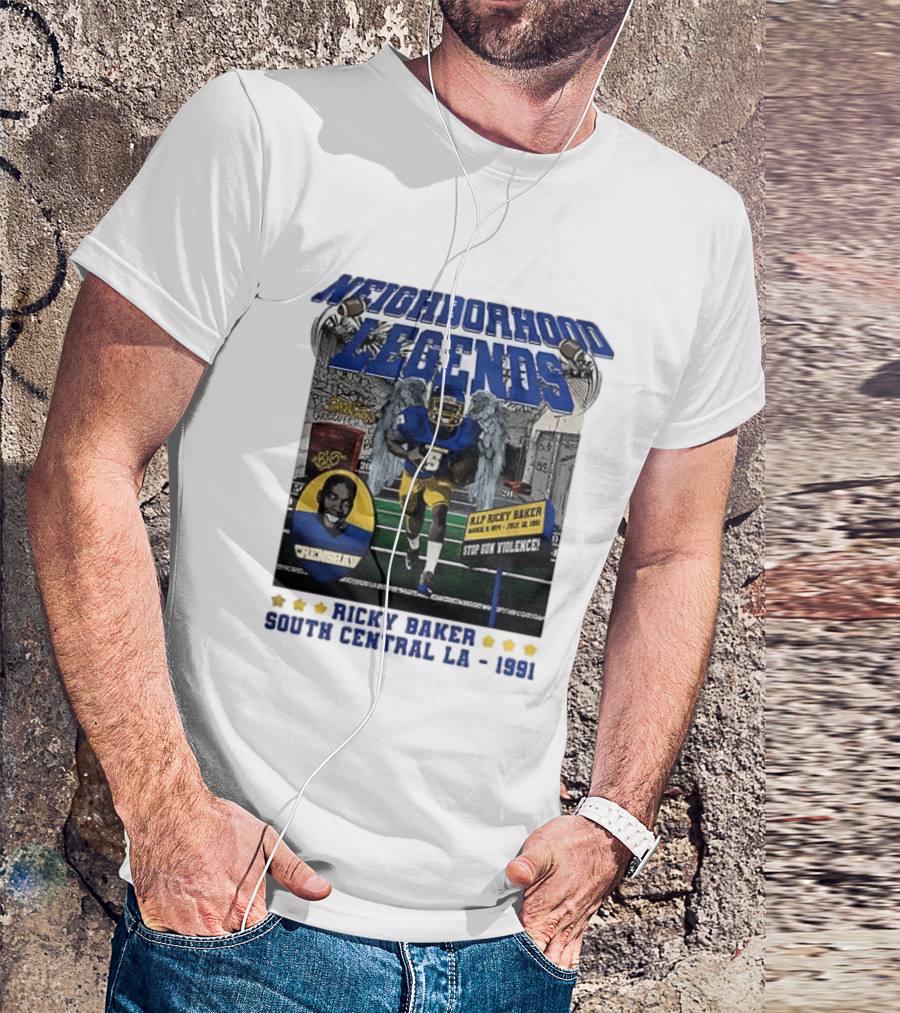 Neighborhood Legends Crenshaw Ricky Baker Stop Gun Violence South Central LA 1991 T-Shirt