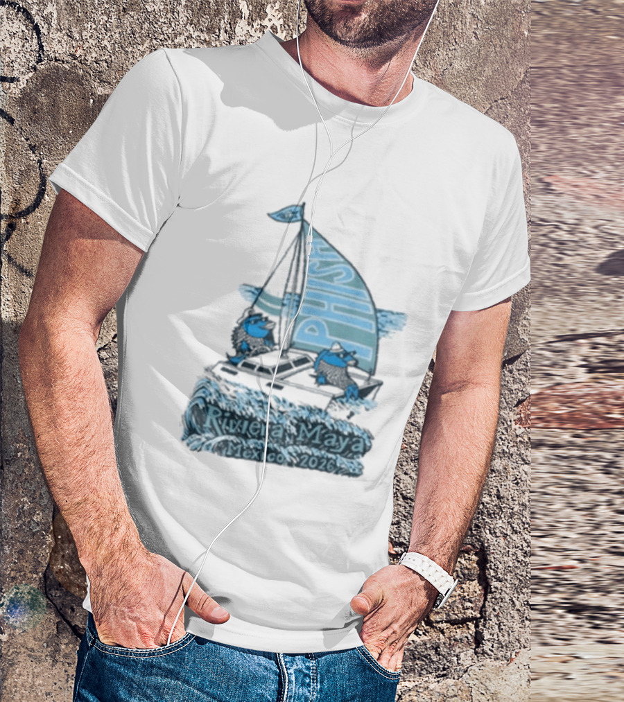 Phish Riviera Maya Mexico 2026 Pollock Waves Ship Fish T-Shirt