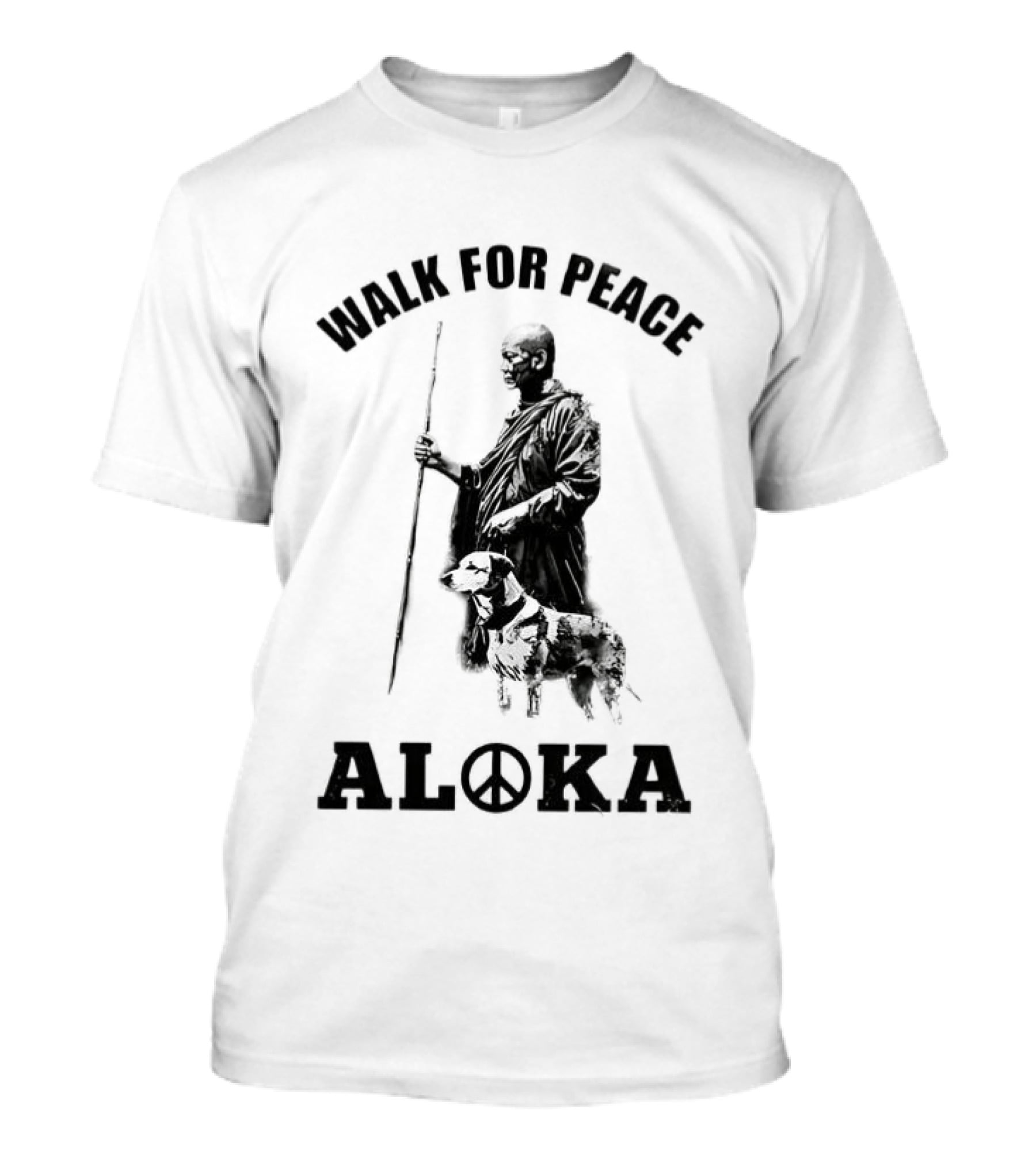 Walk For Peace Aloka Dog And Monks Sketch T-Shirt