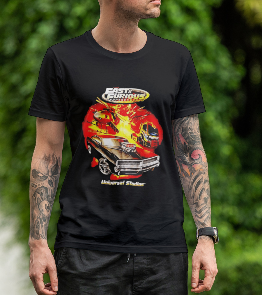 Fast & Furious Supercharged Car Explosion Universal Studios T-Shirt