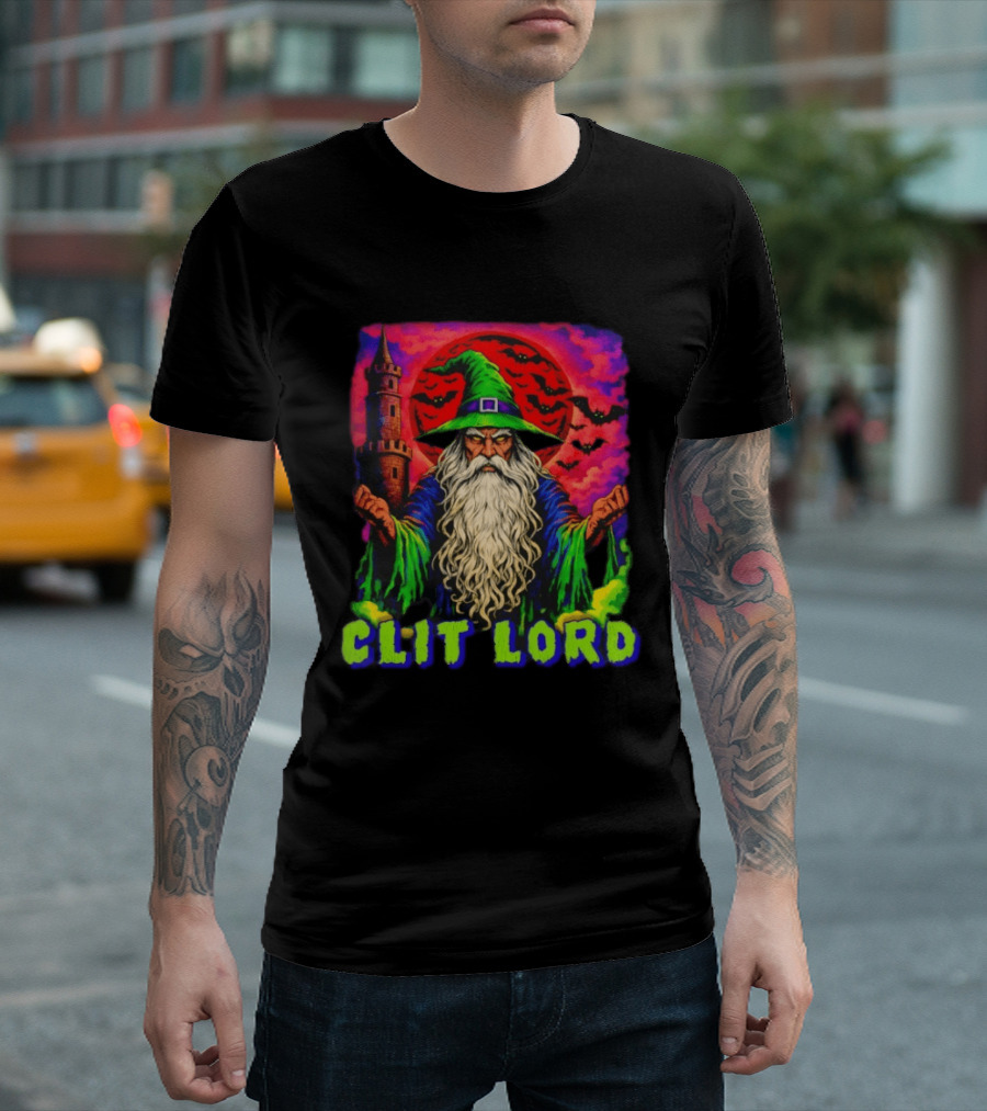 Clit Lord Wizard With Castle And Bats T-Shirt