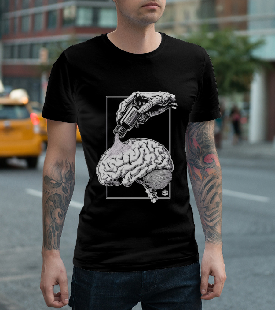 Seasonal Depression Skeleton Hand Pouring On Brain T-Shirt