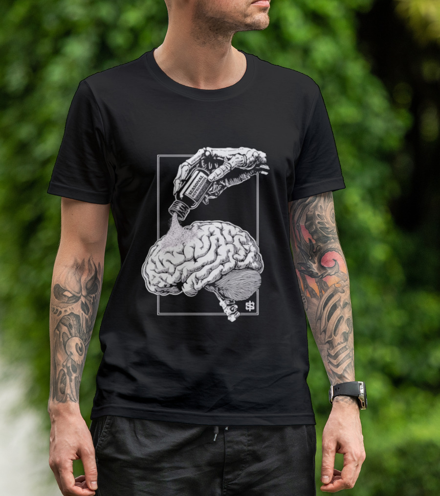 Seasonal Depression Skeleton Hand Pouring On Brain T-Shirt