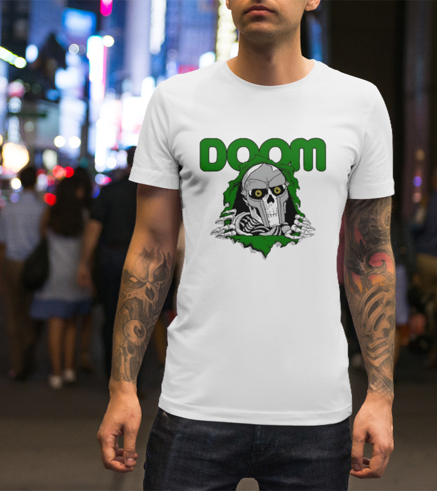 DOOM Skeleton Mask And Bones T-Shirt