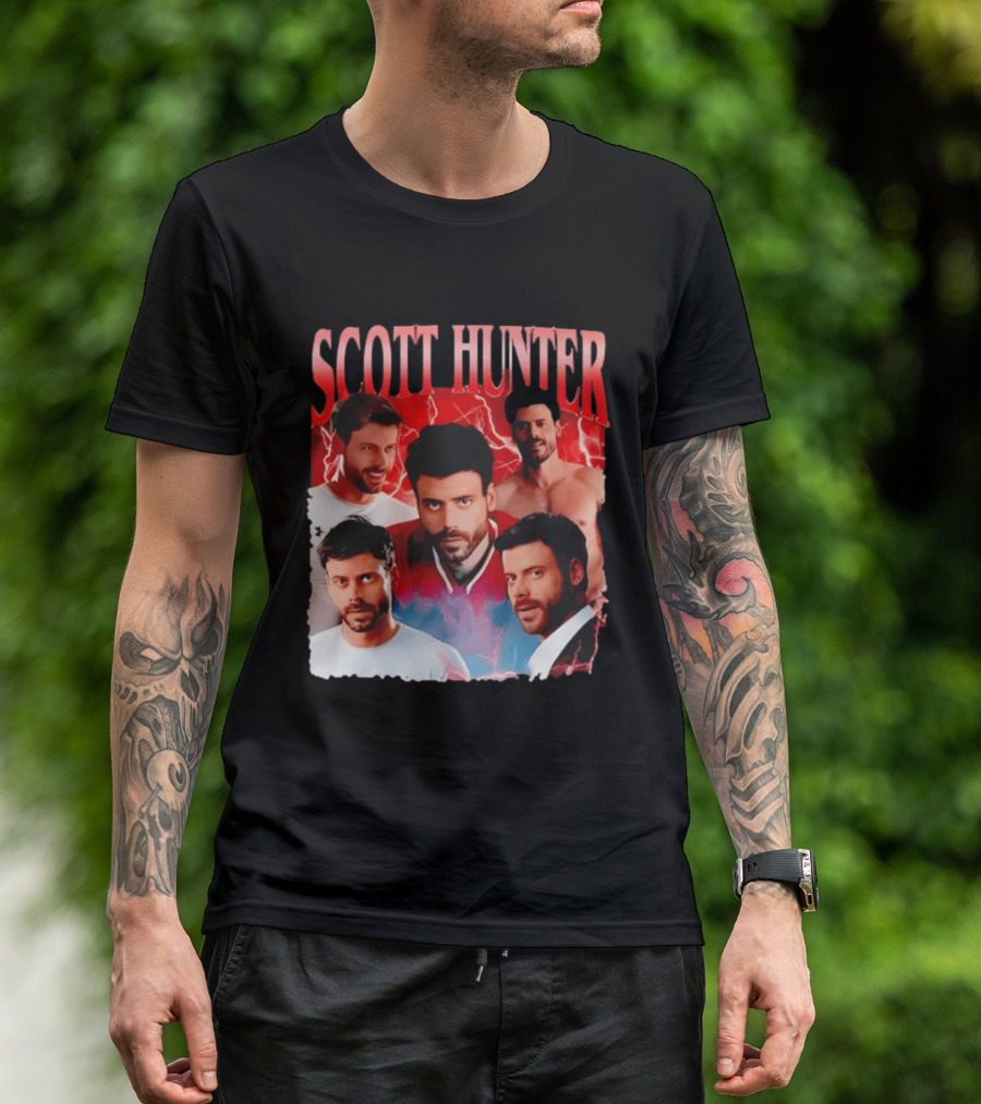 Scott Hunter Lightning Background Multiple Poses T-Shirt