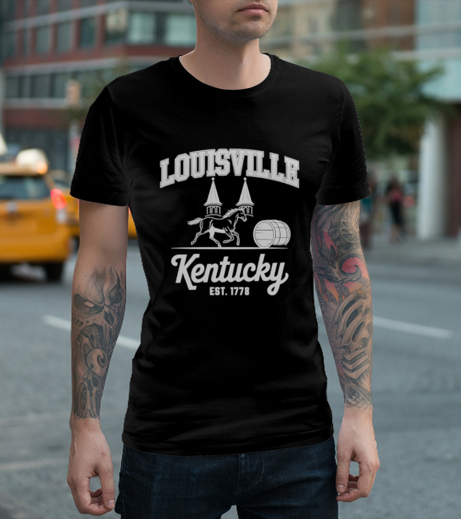 Louisville Kentucky Est 1778 Traditions Horse Racing Barrel T-Shirt