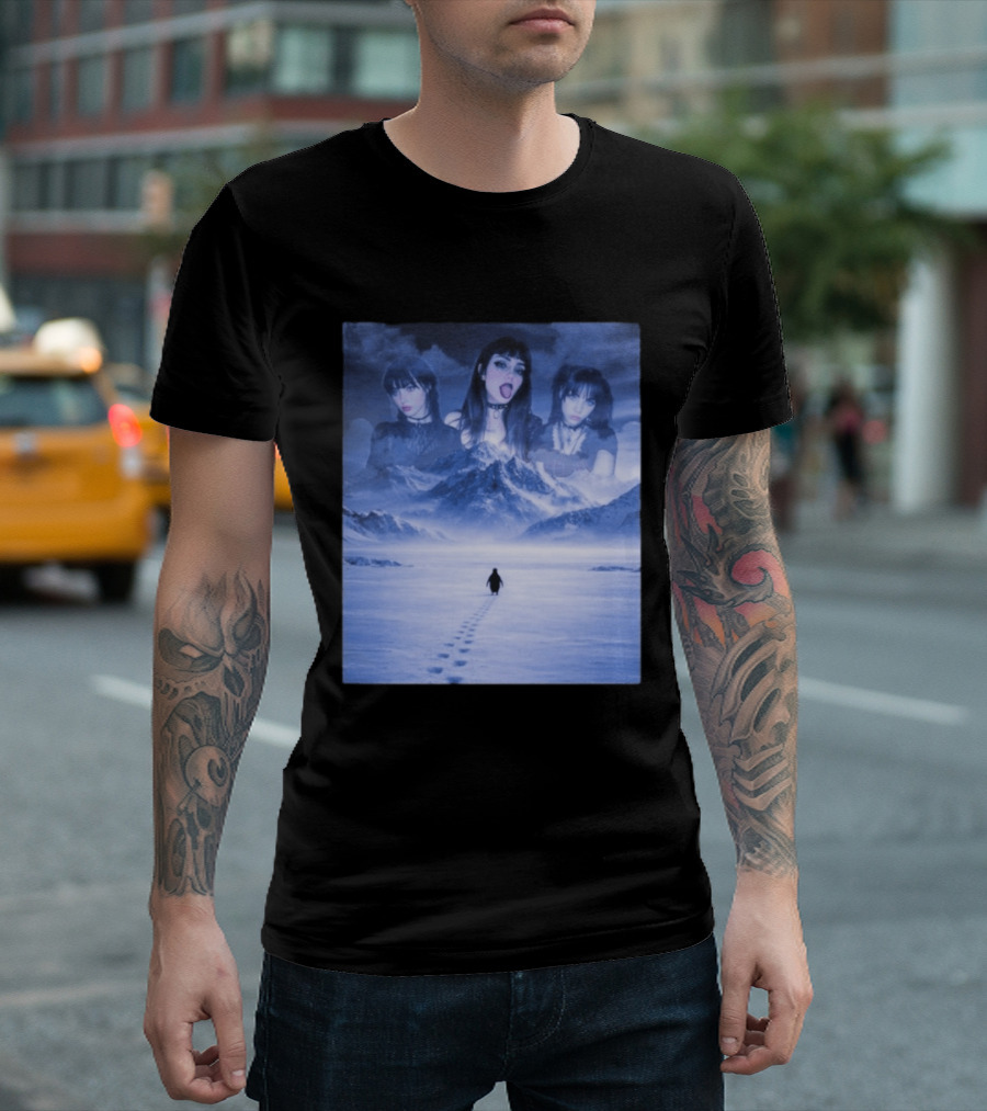 Nihilist Penguin Goth Girls Dark Winter Mountain Scene T-Shirt