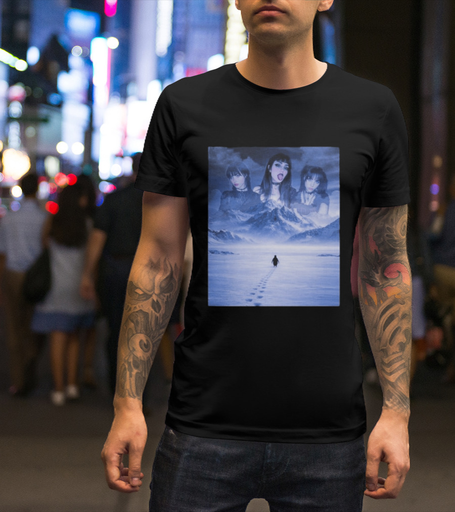 Nihilist Penguin Goth Girls Dark Winter Mountain Scene T-Shirt