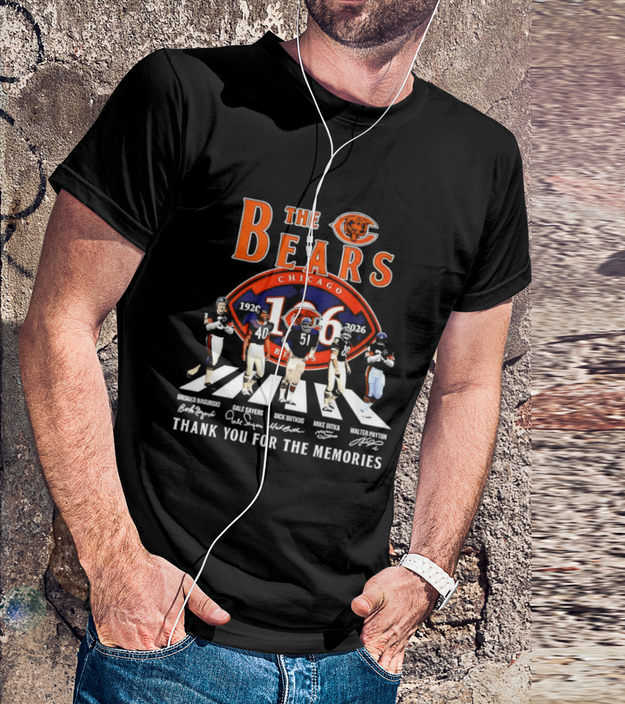 Chicago Bears 106th Anniversary 1920 2026 Nagurski Sayers Butkus Ditka Payton Thank You For The Memories T-Shirt