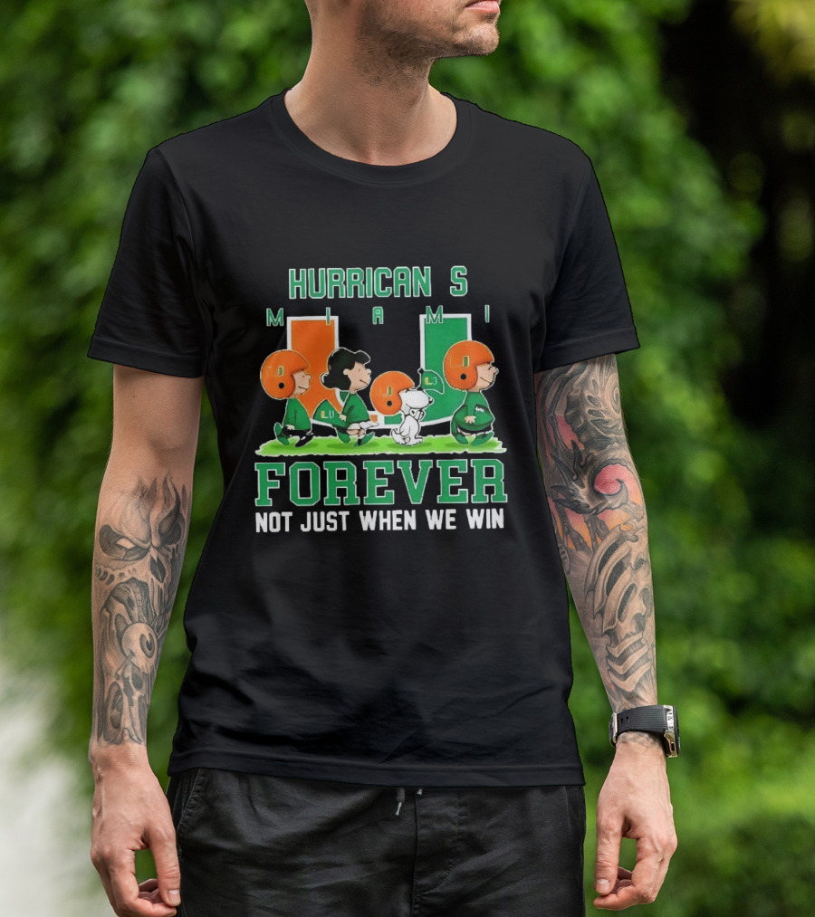 Peanuts Miami Hurricanes NCAA Football Forever Loyalty Charlie Brown Snoopy Lucy T-Shirt
