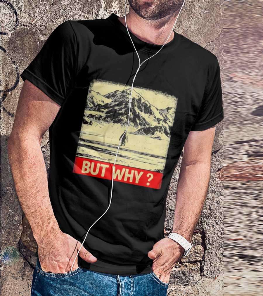 Penguin Meme But Why Mountains Winter Scene T-Shirt