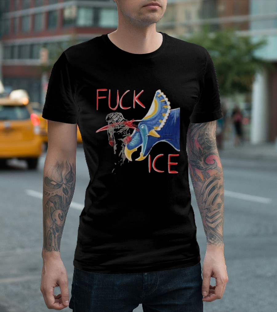 Torosaurus Fuck ICE Police Dinosaur T-Shirt