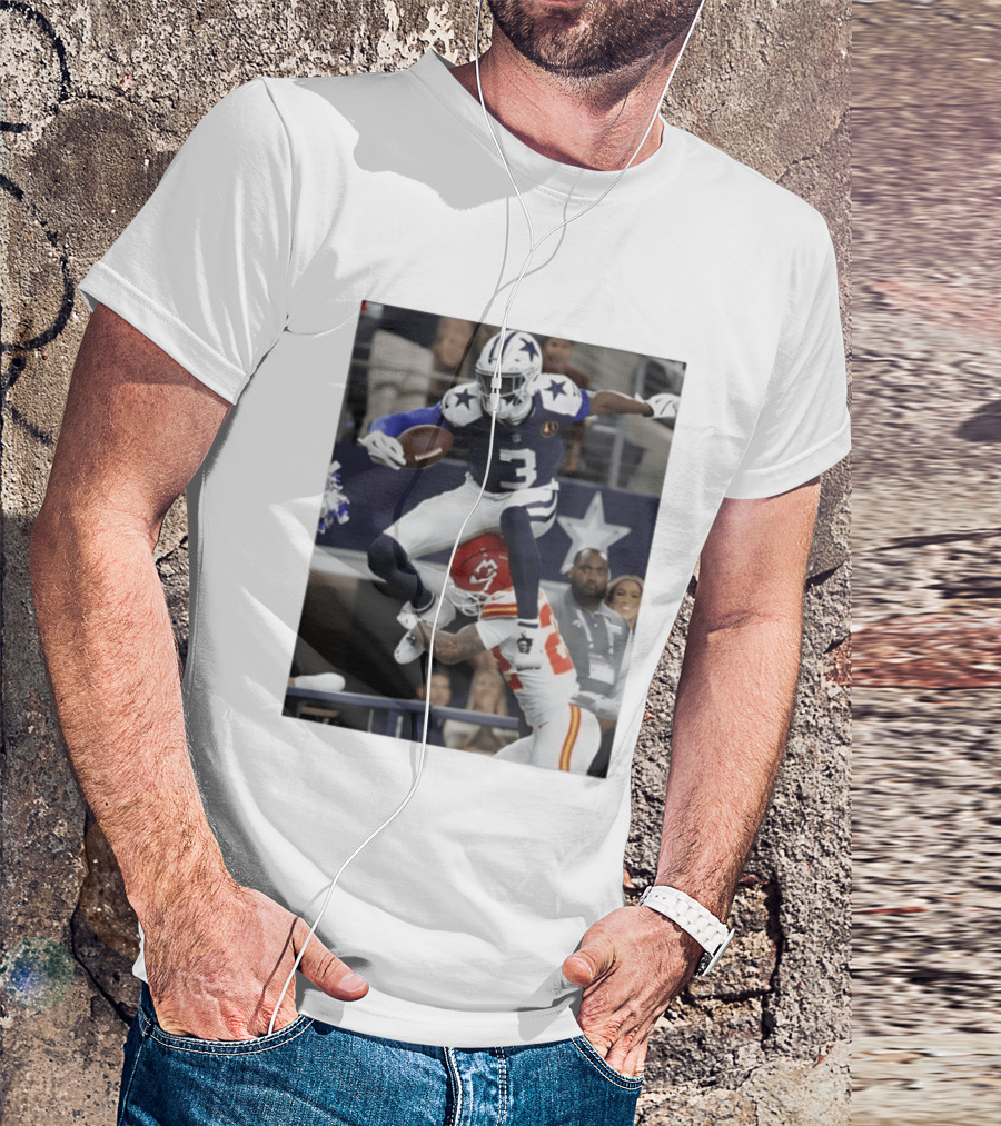 Football Leap Dallas Vs Kansas Royals Dynamic Action T-Shirt