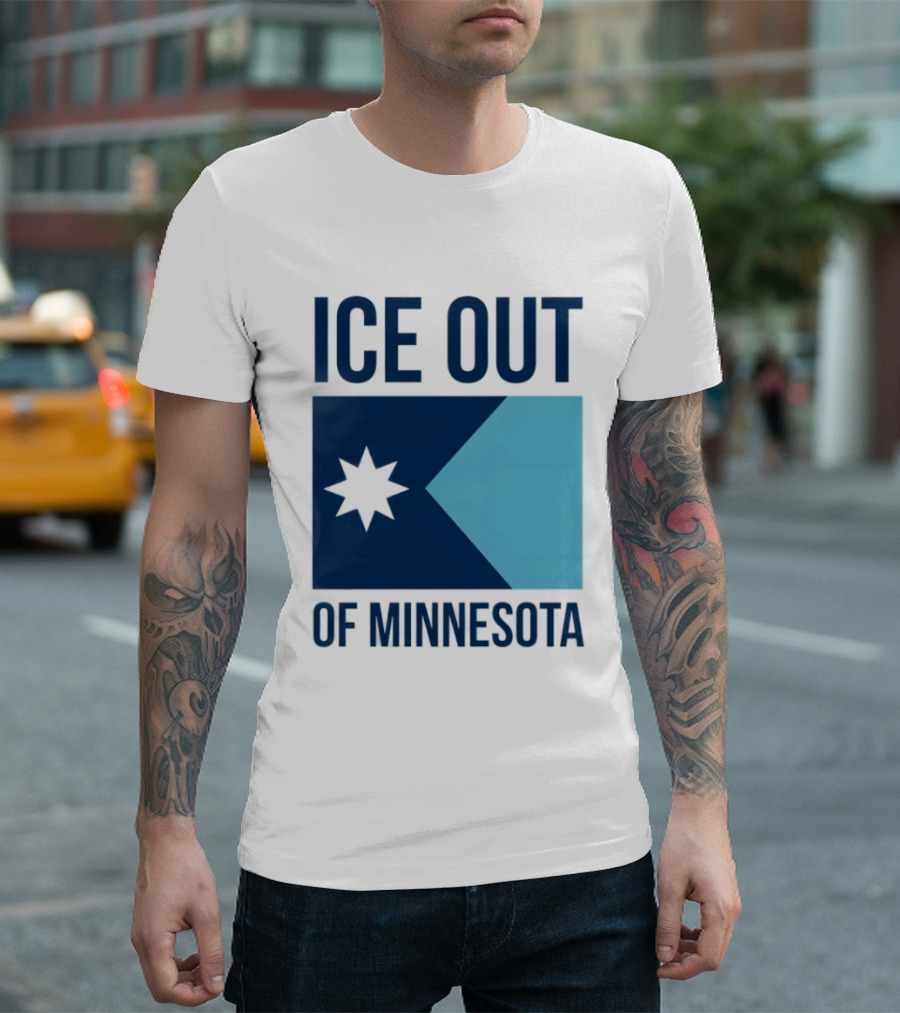 ICE Out Of Minnesota Star Flag T-Shirt