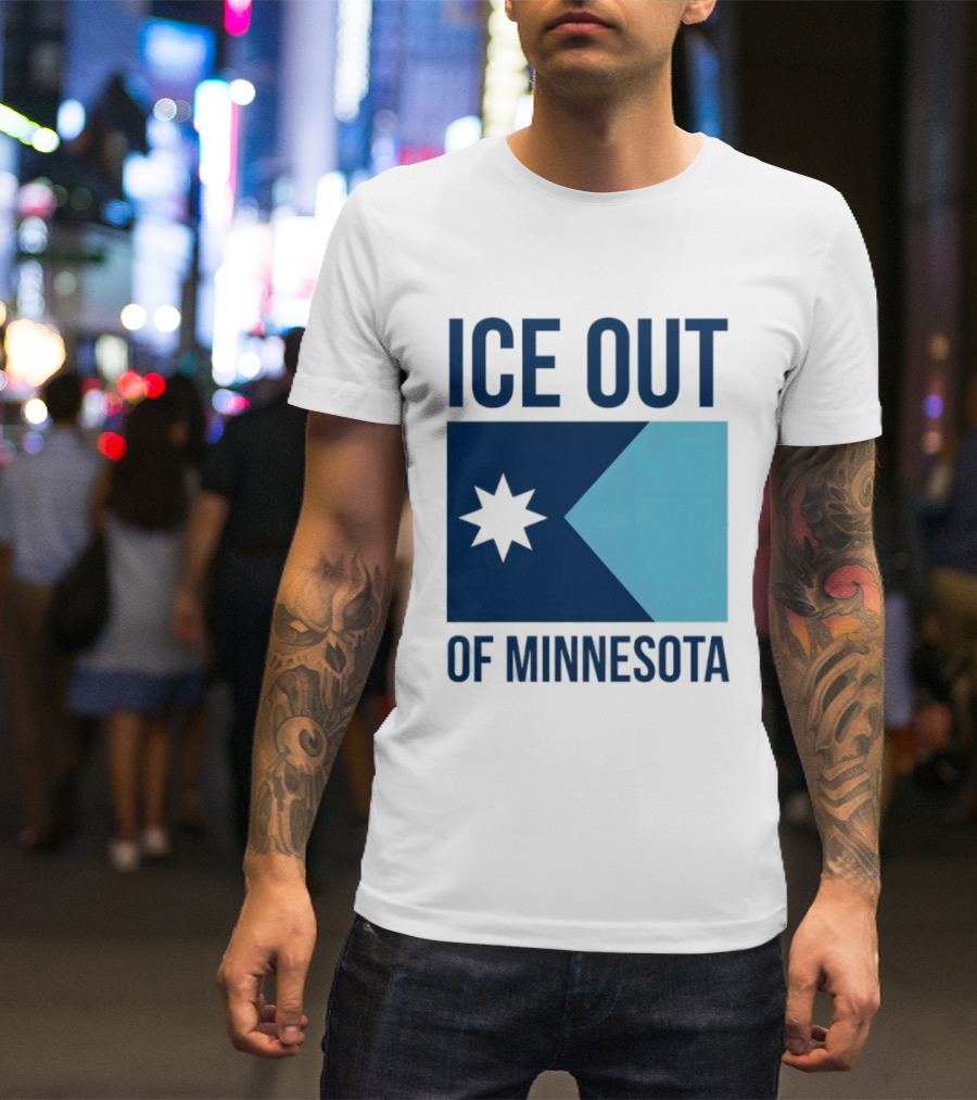 ICE Out Of Minnesota Star Flag T-Shirt