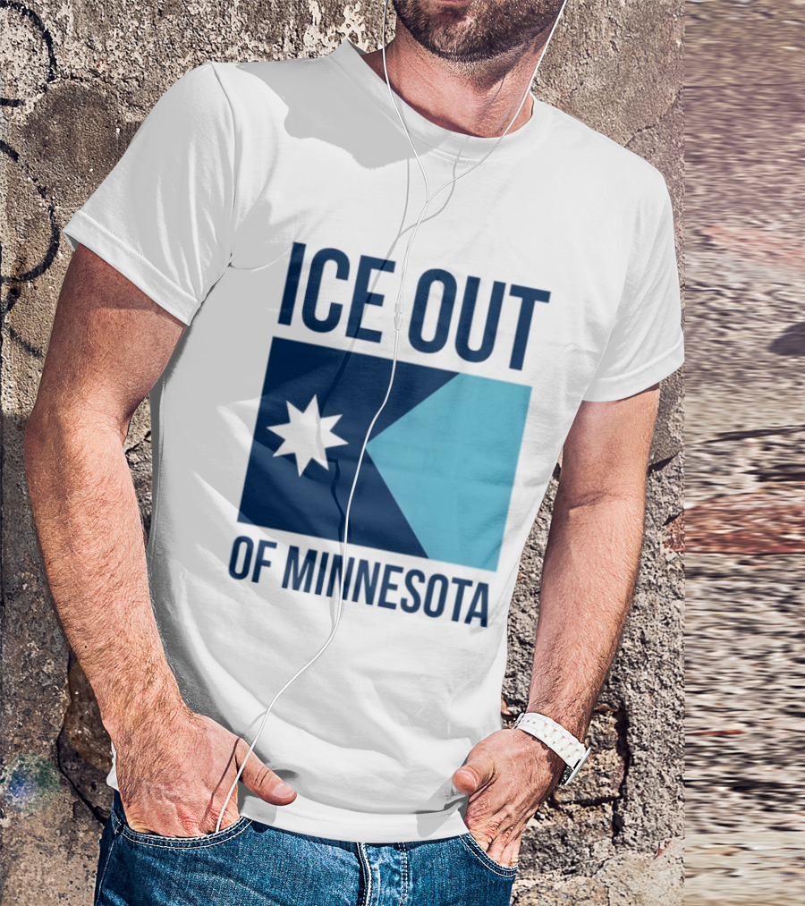 ICE Out Of Minnesota Star Flag T-Shirt