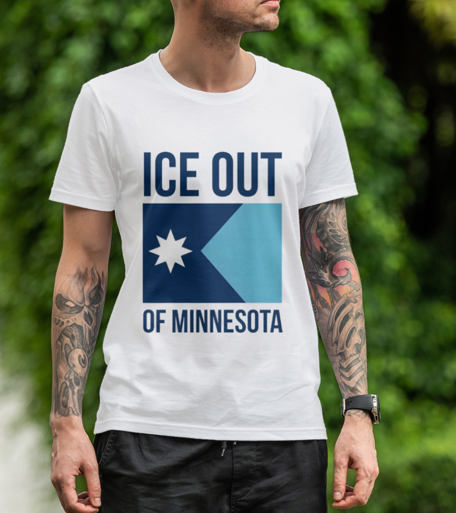 ICE Out Of Minnesota Star Flag T-Shirt