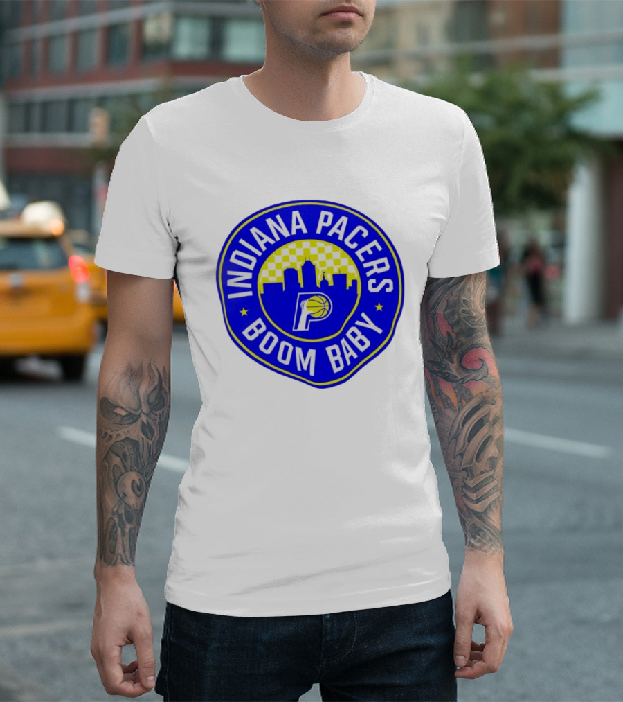 Indiana Pacers Boom Baby Skyline Basketball Team Circle T-Shirt