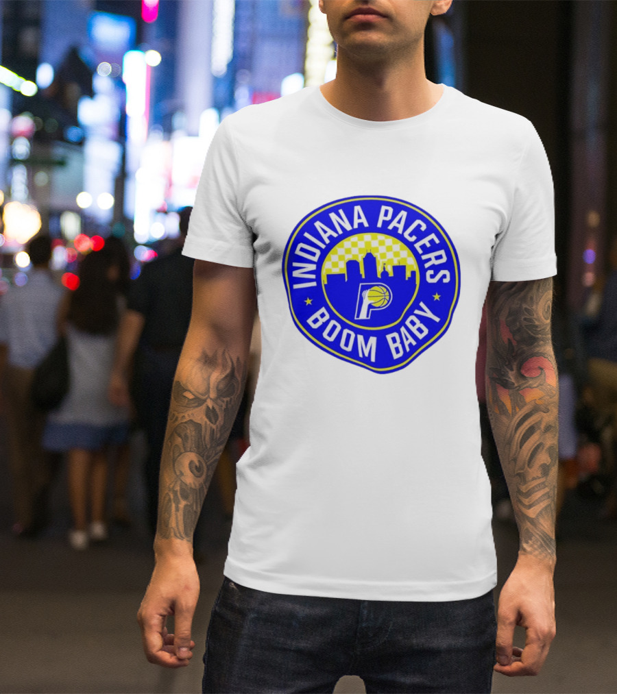 Indiana Pacers Boom Baby Skyline Basketball Team Circle T-Shirt