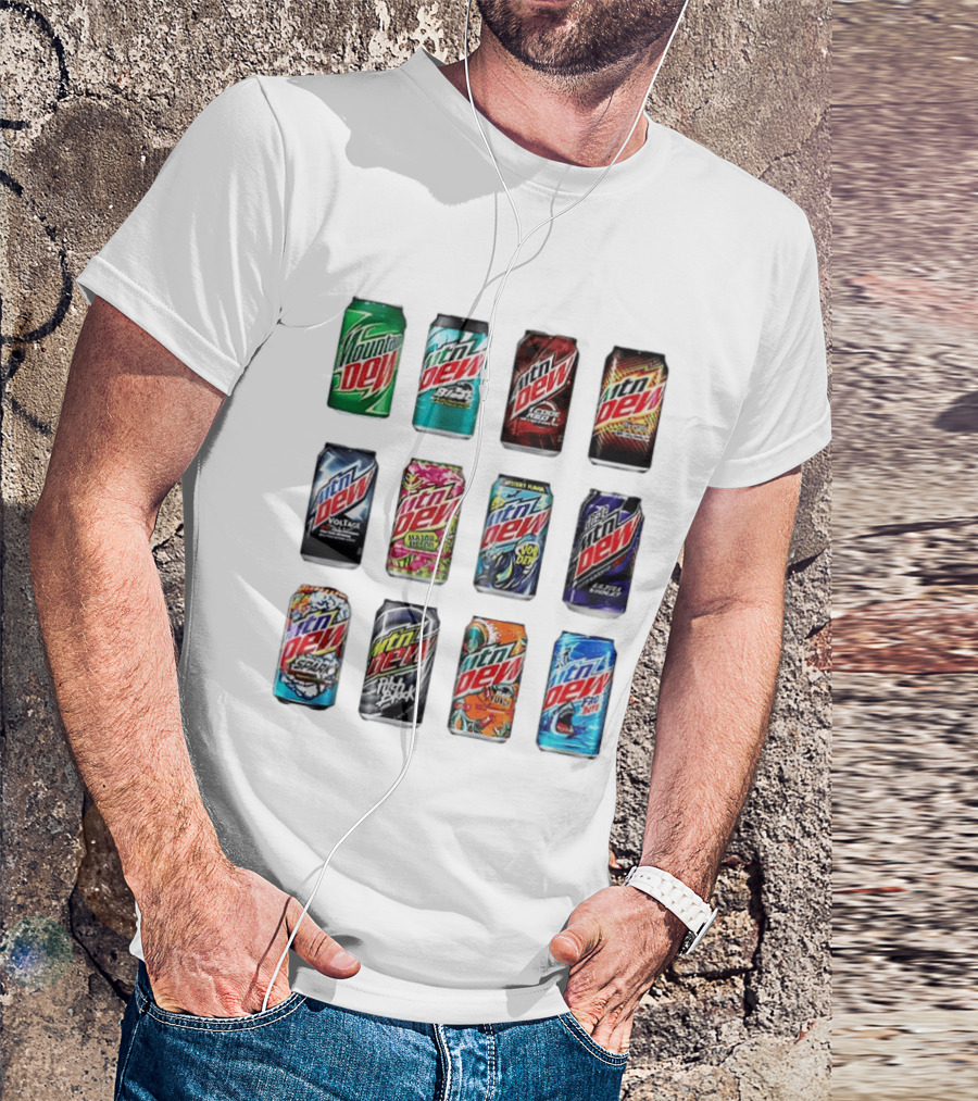 Mountain Dew Soda Flavors Black Label Code Red Voltage Spark Typhoon Pitch Black Baja Blast T-Shirt