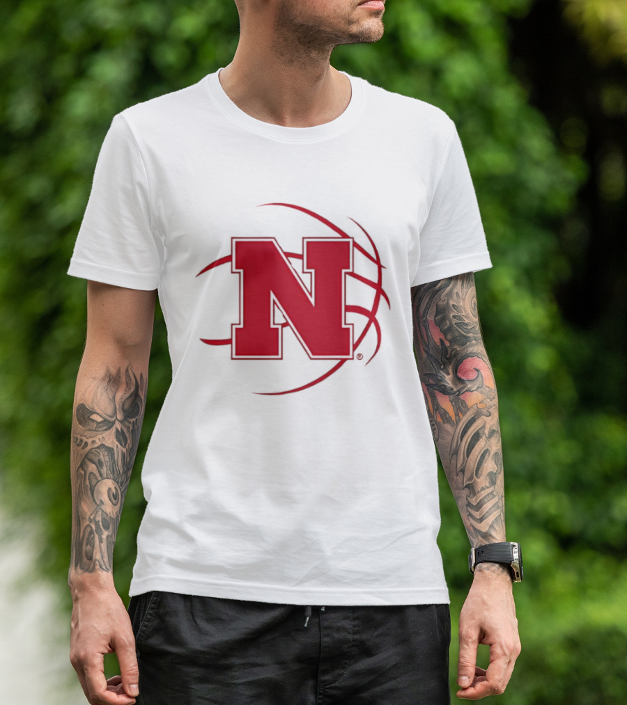 Nebraska Basketball Red N And Ball T-Shirt