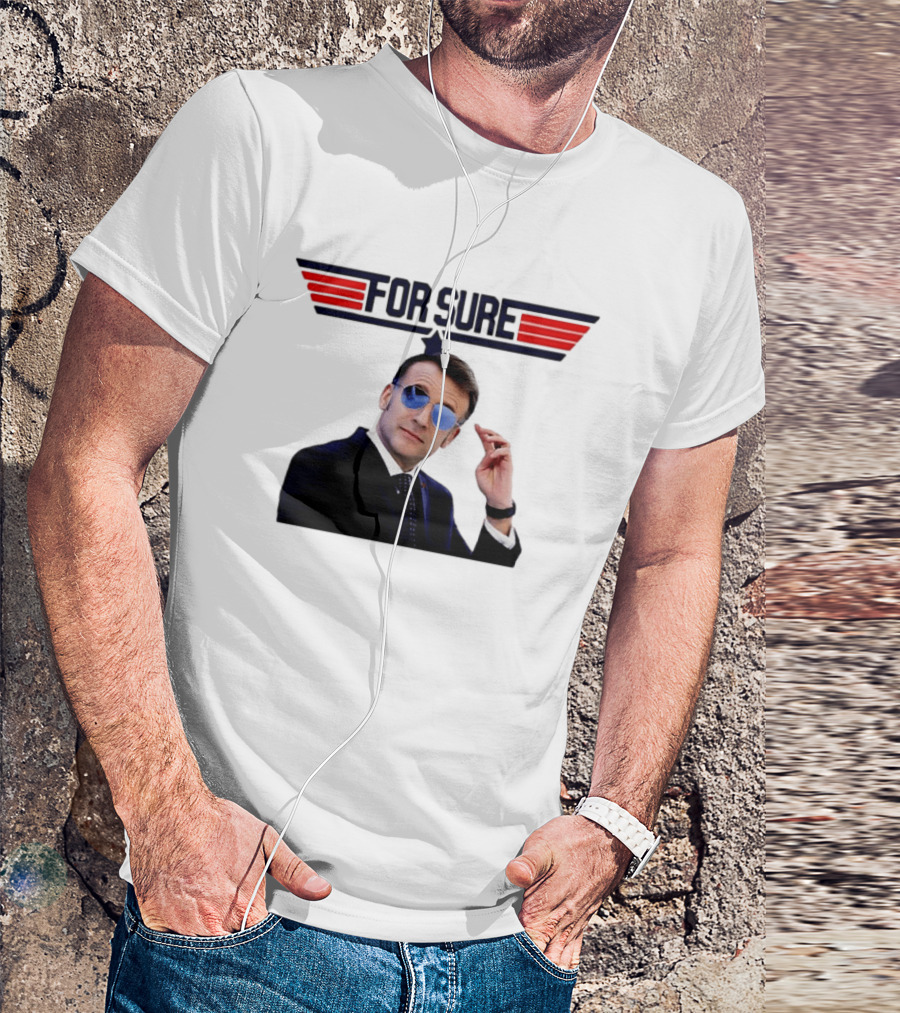 Emmanuel Macron For Sure Top Gun Parody Aviator Sunglasses T-Shirt