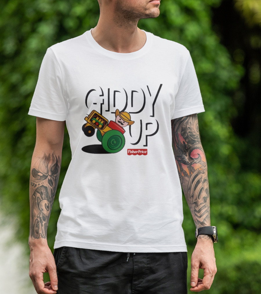 Giddy Up Fisher Price Cowboy On Tractor T-Shirt