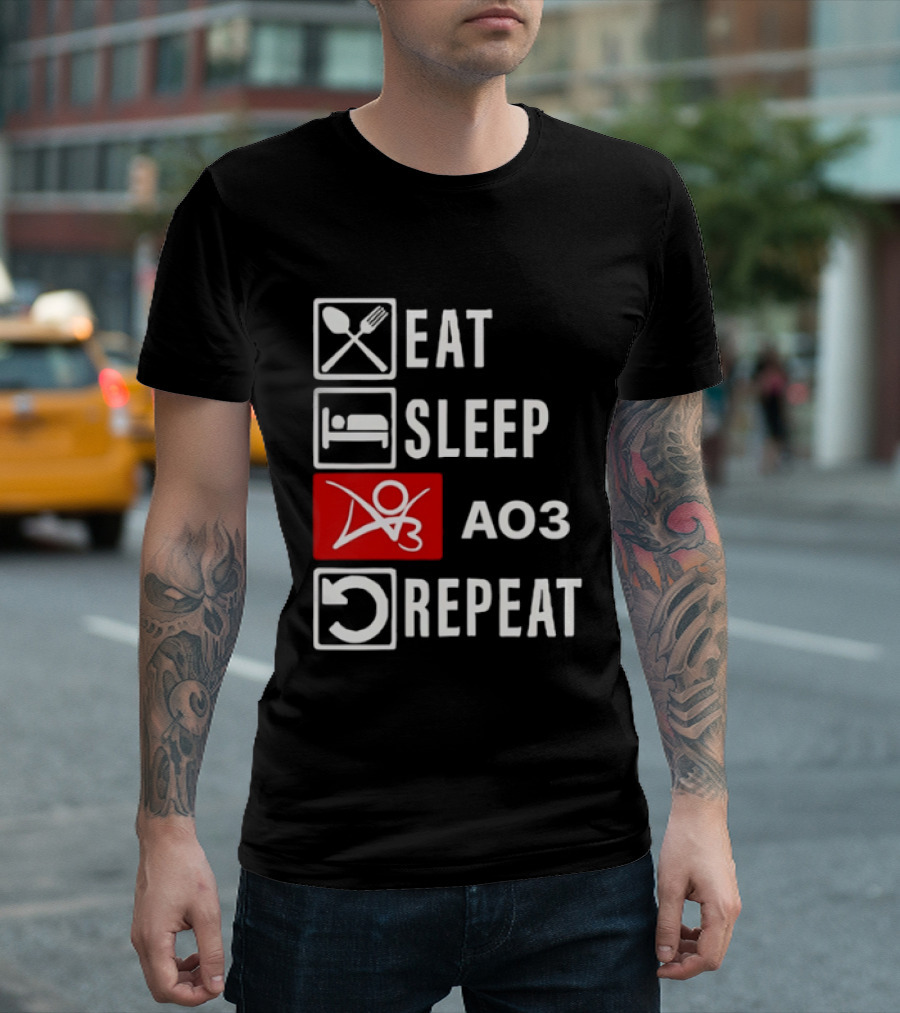 Eat Sleep AO3 Repeat Fanfiction Enthusiast Lifestyle T-Shirt