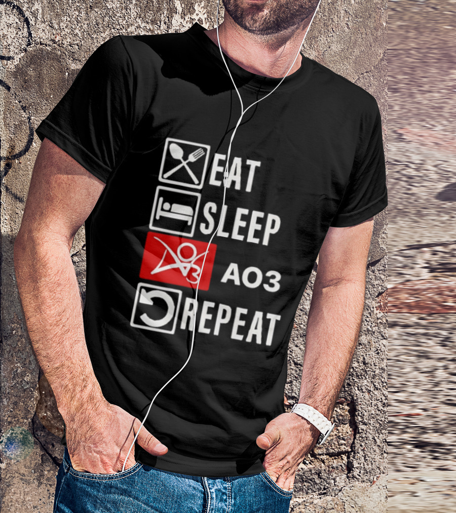 Eat Sleep AO3 Repeat Fanfiction Enthusiast Lifestyle T-Shirt