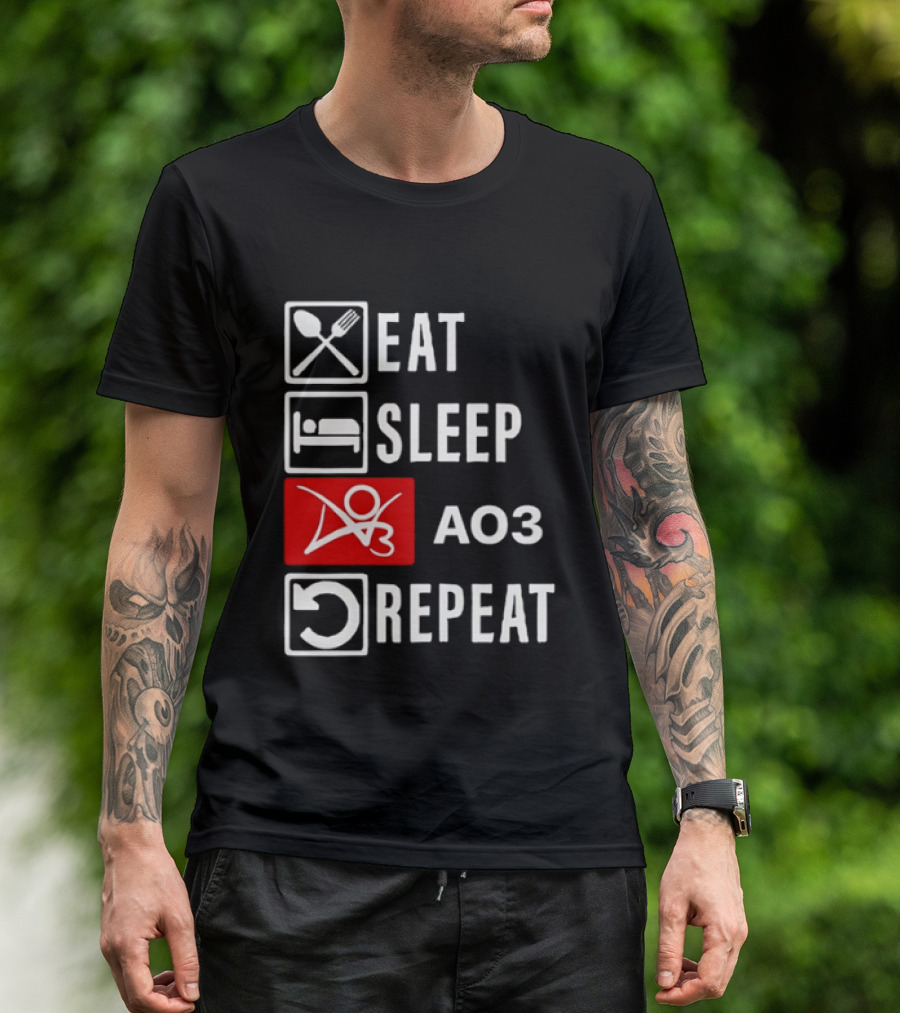 Eat Sleep AO3 Repeat Fanfiction Enthusiast Lifestyle T-Shirt
