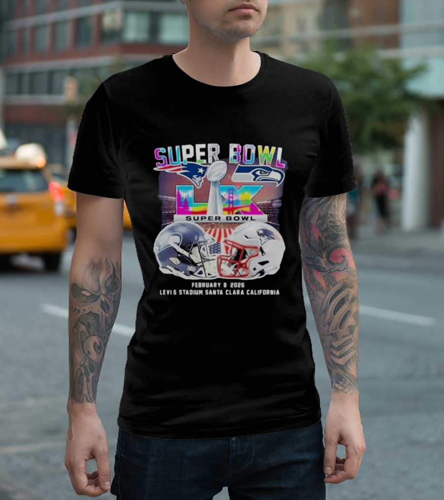 Super Bowl LX Patriots Vs Seahawks February 8 2026 Levi's Stadium Santa Clara California T-Shirt
