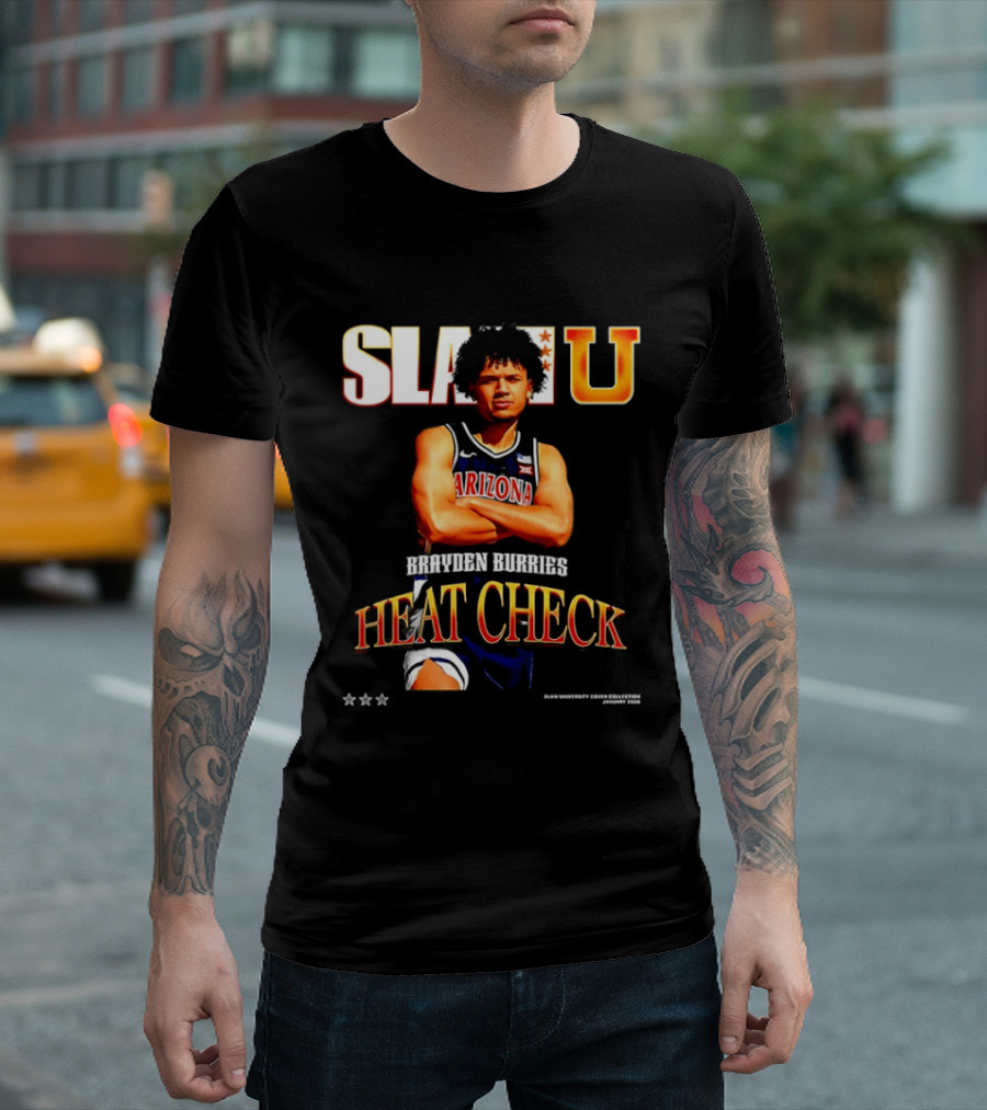 SlamU Brayden Burries Heat Check Arizona Basketball Star T-Shirt