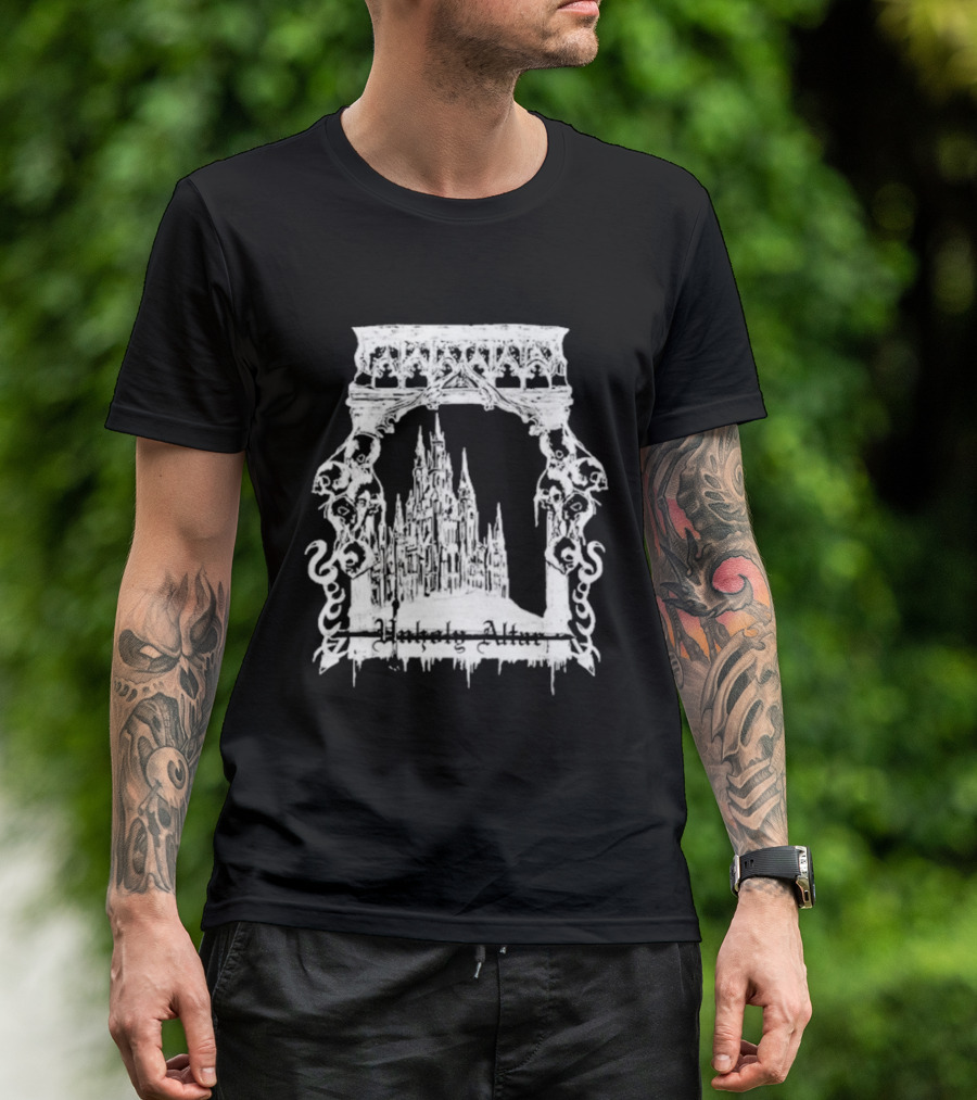 Unholy Altar Castle Gothic Architecture Mysterious Shadows T-Shirt
