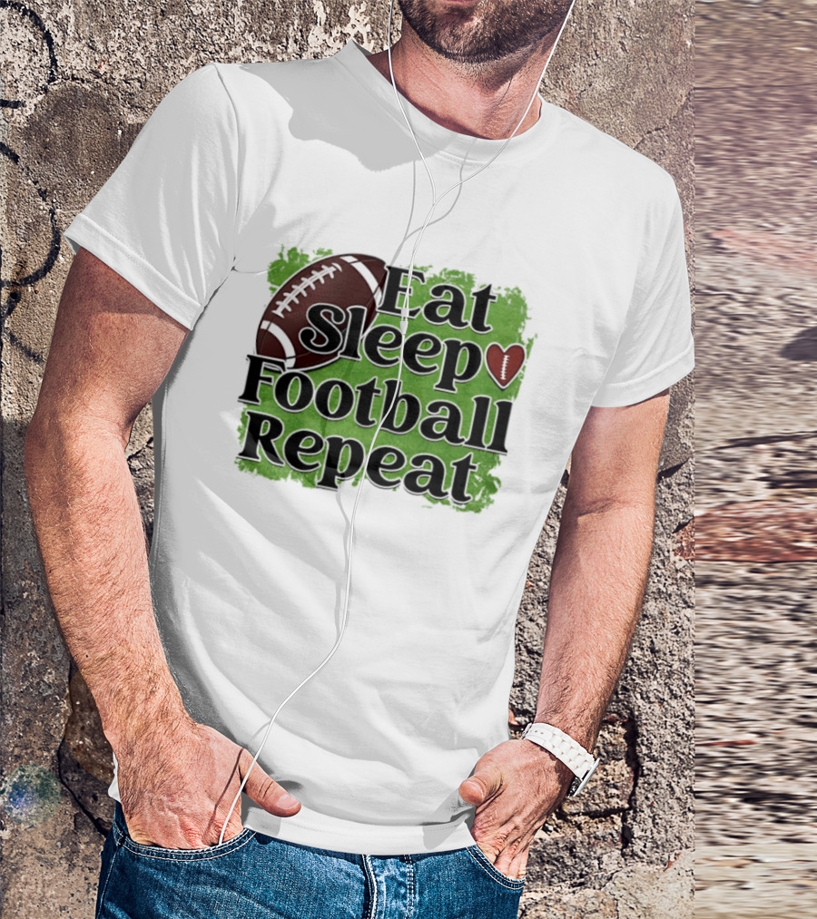 Eat Sleep Football Repeat Heart Football T-Shirt
