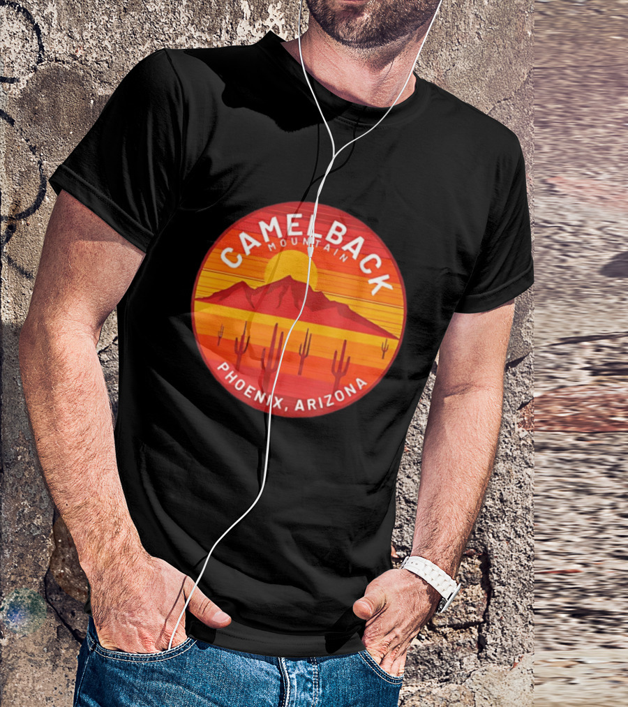 Camelback Mountain Phoenix Arizona Sunset Cactus Desert Hiking T-Shirt