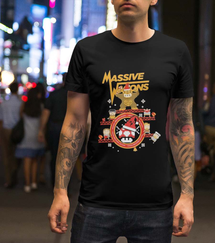 Massive Wagons 8bit Xmas Christmas Festive Donkey Kong T-Shirt