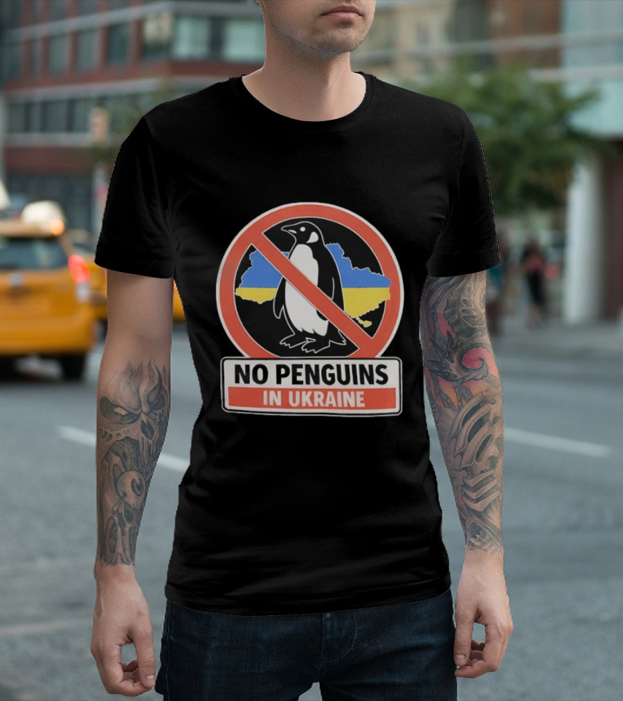 No Penguins In Ukraine Map Outline And Sign T-Shirt