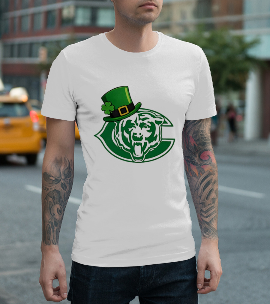Chicago Bears St Patrick's Day Green Logo With Irish Hat T-Shirt