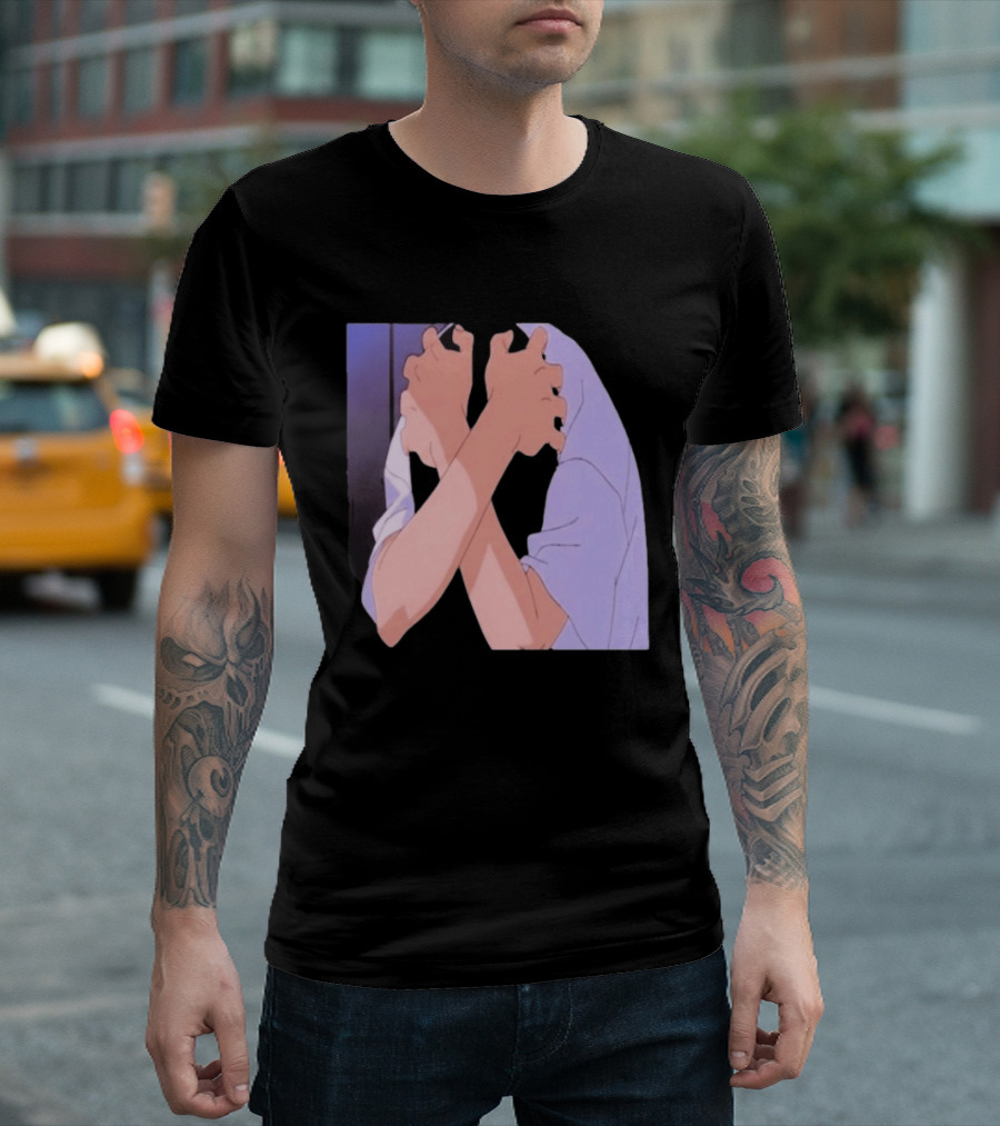 Ikari Shinji Sad Guy Clenched Hands Anime Scene T-Shirt