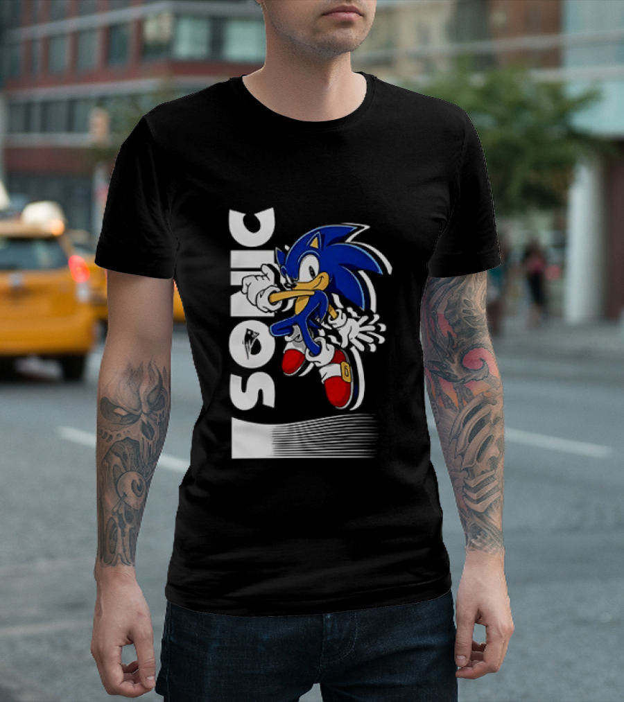 Sonic The Hedgehog New England Patriots Collaboration T-Shirt