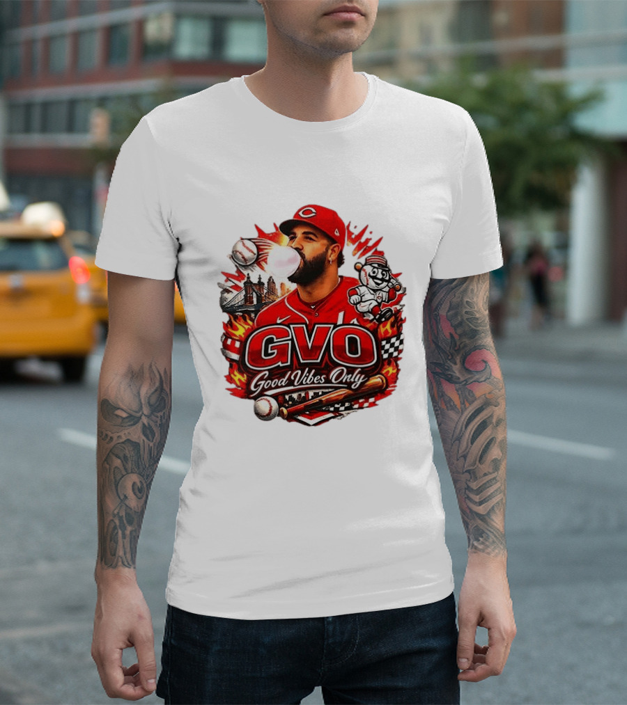 GVO Good Vibes Only Eugenio Suarez Reds Baseball Cincinnati Sports T-Shirt